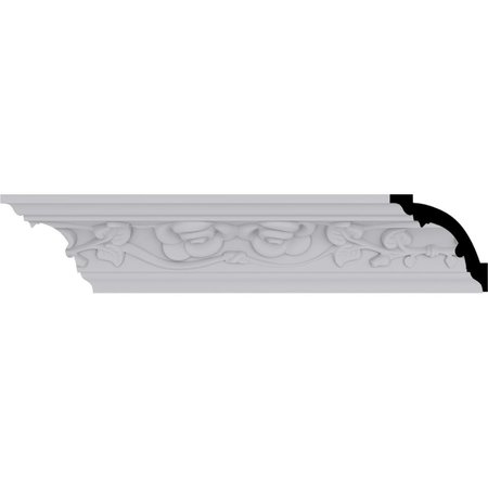 EKENA MILLWORK 3 1/8"H x 3 1/8"P x 4 3/8"F x 94 1/2"L Rose Crown Moulding MLD03X03X04RO